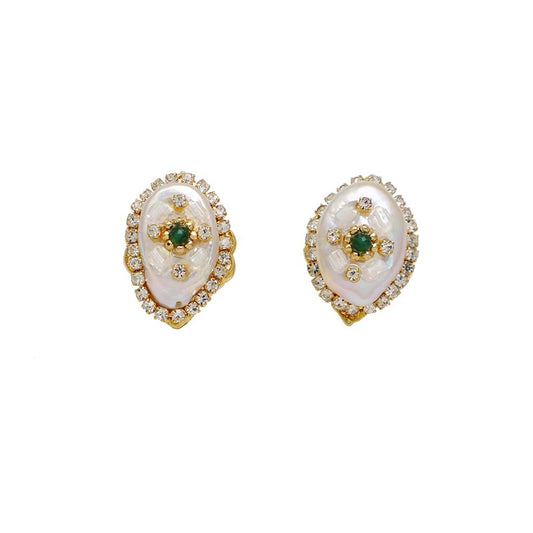 Parisian Chic: Petite Baroque Pearl & Shell Stud Earrings