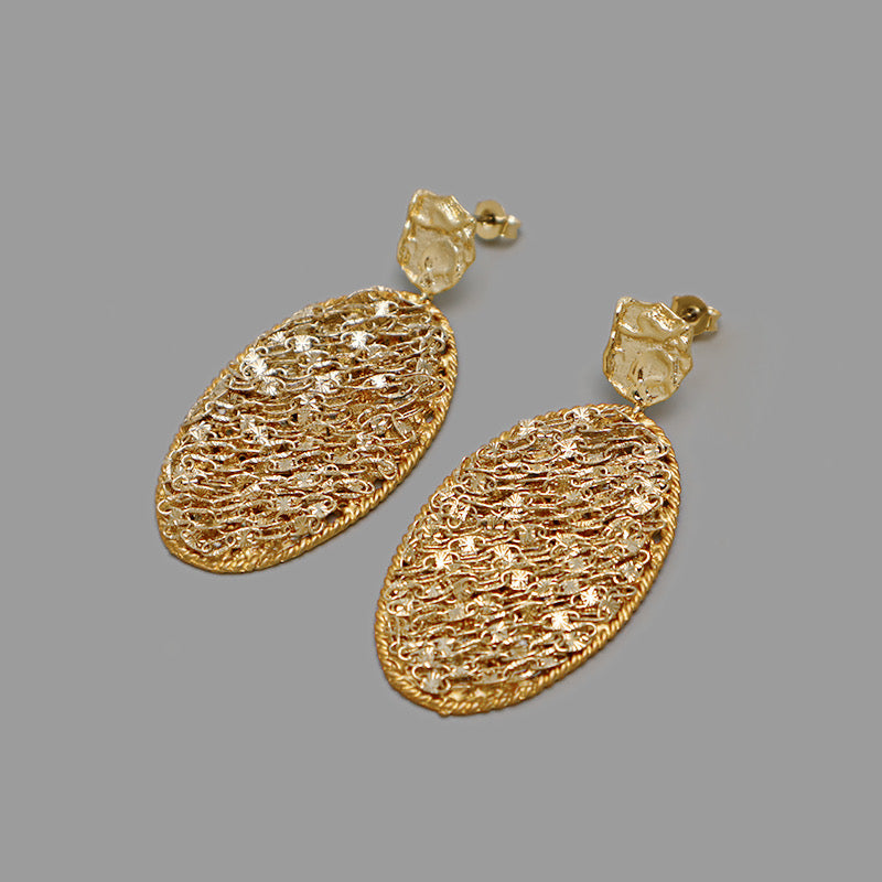 Baroque Elegance: Vintage Gold French Circular Earrings